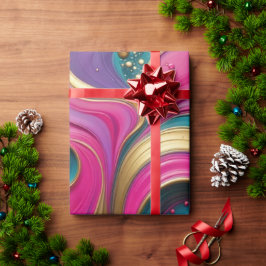 Papel De Presente Coração Ousado em Espiral Abstrata – Arte Colorida
