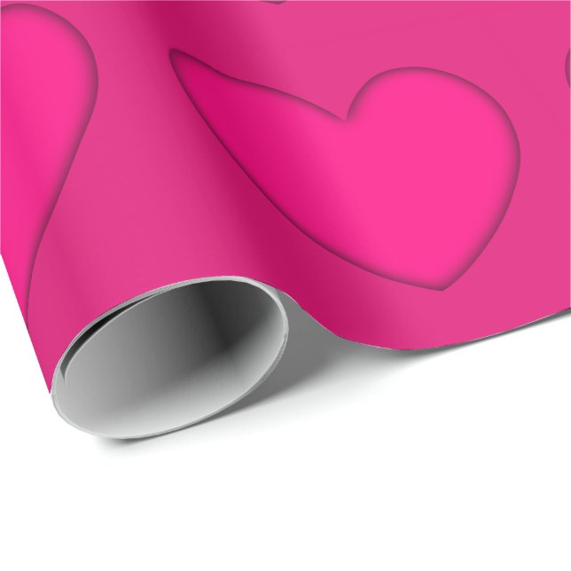 Papel De Presente Coração Rosa c/Contorno Preto (Ponta do rolo)