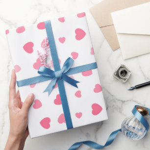 Papel De Presente Coração Rosa de Aniversário de Menina Fofa