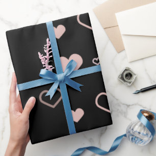 Papel De Presente Coração Rosa e Branco Fofo para o Dia dos Namorado