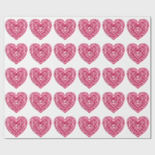 Papel De Presente Coração Rosa Personalizado Desenho Geométrico Ab