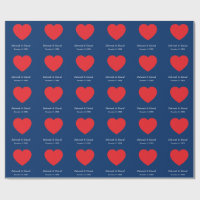 Coração Vermelho Azul Casamento Minimalista Modern