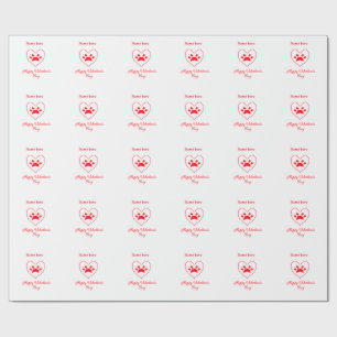Papel De Presente Coração vermelho cachorro gato pata feliz dia dos