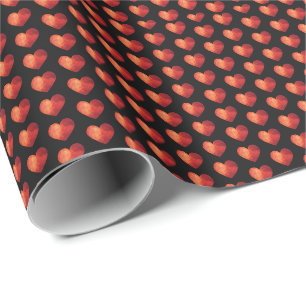 Papel De Presente Coração vermelho cristal poligonal moderno