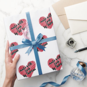 Papel De Presente Coração Vermelho Desenho Feita Com Amor