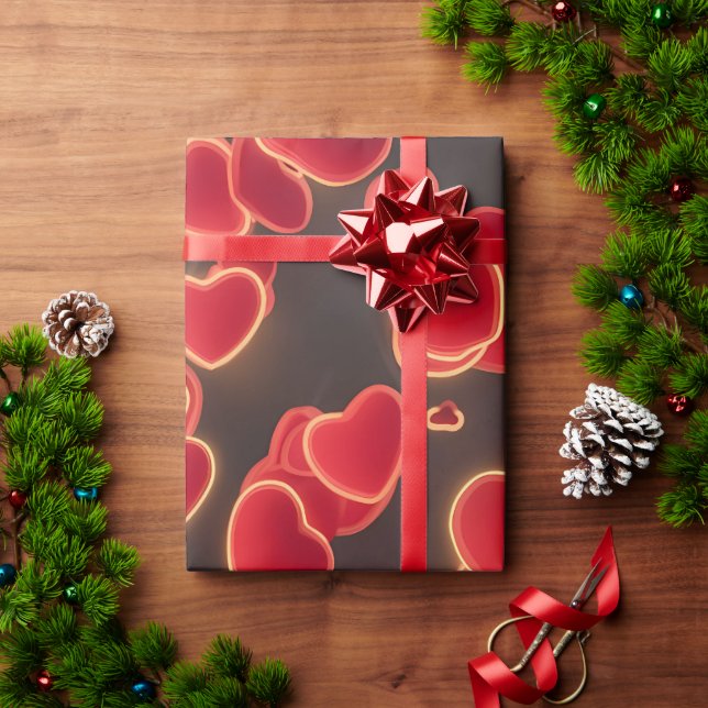 Papel De Presente "Coração Vermelho Eterno: Um Símbolo do Amor" (Presente de Natal)