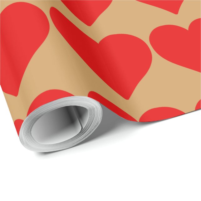 Papel De Presente Coração Vermelho Forma Amor Clássico Minimalismo (Ponta do rolo)