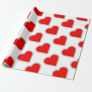Papel De Presente Coração vermelho simples