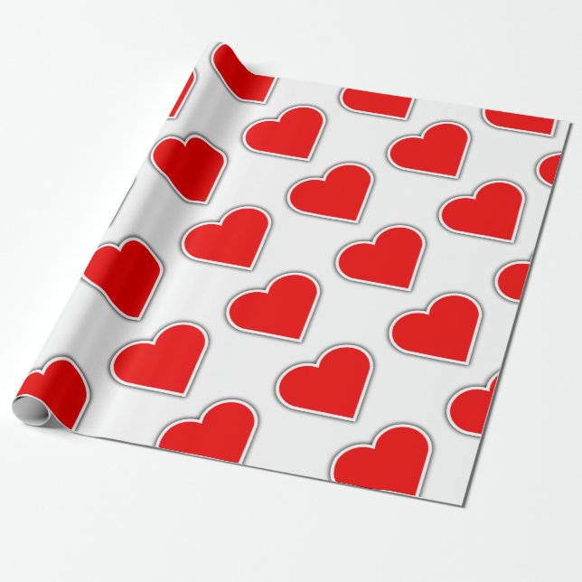 Papel De Presente Coração vermelho simples (Desenrolado)