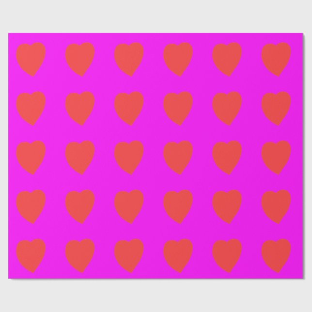 Papel De Presente Coração Vermelho sobre Magenta Rosa (Aberto)