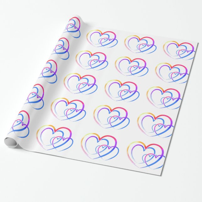 Papel De Presente Corações arco-íris (Desenrolado)