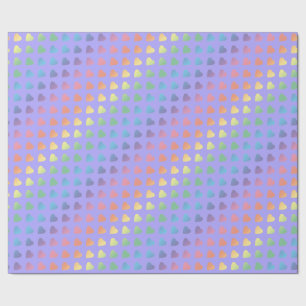 Papel De Presente Corações Arco-Íris em Lilac