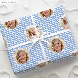 Papel De Presente Corações Azuis de Centáurea Fofa Foto de Aniversár