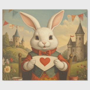 Papel De Presente Corações Caprichosos do Coelho Branco Terra Encant