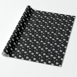 Papel De Presente Corações cinzas brilhantes padrão fofo romântico