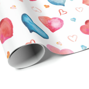 Papel De Presente Corações Coloridos