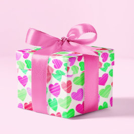 Papel De Presente Corações Coloridos Moderno Elegante Chic Boho Româ