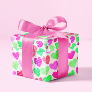 Papel De Presente Corações Coloridos Moderno Elegante Chic Boho Româ