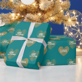 Papel De Presente Corações com Dois Ouros Personalizados, Aqua Profu