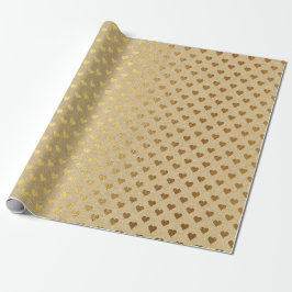 Papel De Presente Corações Confetti Kraft Dourado Elegante Natural M