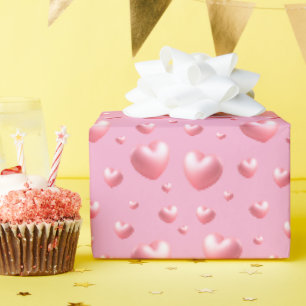 Papel De Presente Corações Cor-de-Rosa