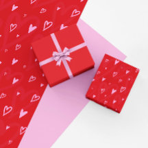 Corações cor-de-rosa giro sobre fundo vermelho