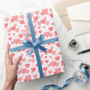 Papel De Presente Corações cor-de-rosa padrão sem costura
