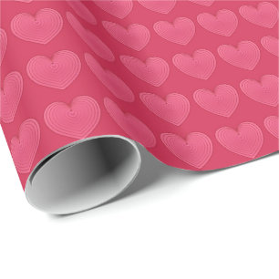 Papel De Presente Corações cor-de-rosa rosa num fundo cor-de-rosa ma