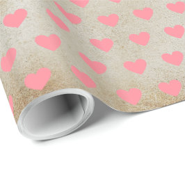 Papel De Presente Corações Cor-de-Rosa Simples Moderno Namorados Fau