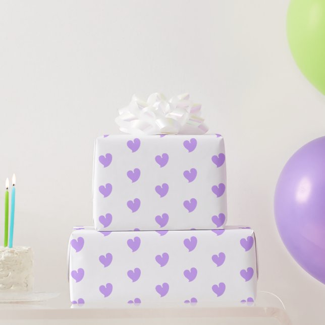 Papel De Presente Corações Corajosos - Lilás e Branco - (Presentes para festas)