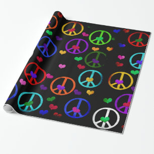 Papel De Presente Corações da paz do arco-íris