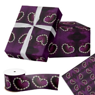 Papel De Presente Corações da Vintage Strands of Miçanga Purple