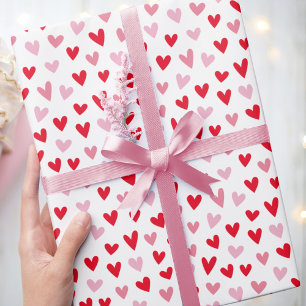 Papel De Presente Corações de Amor Corações Rosa e Namorados Vermelh