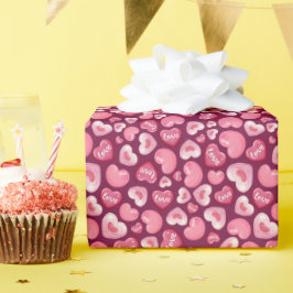 Papel De Presente Corações de Amor do Dia dos Namorados. Corações Do