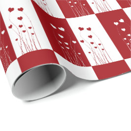 Papel De Presente Corações de Amor Vermelho Romântico Moderno