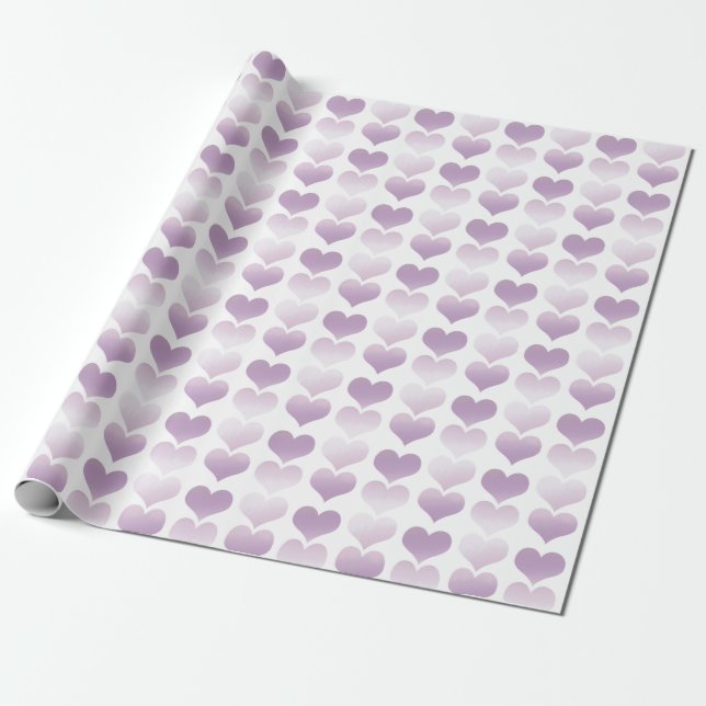Papel De Presente Corações de Aquarela lavanda (Desenrolado)