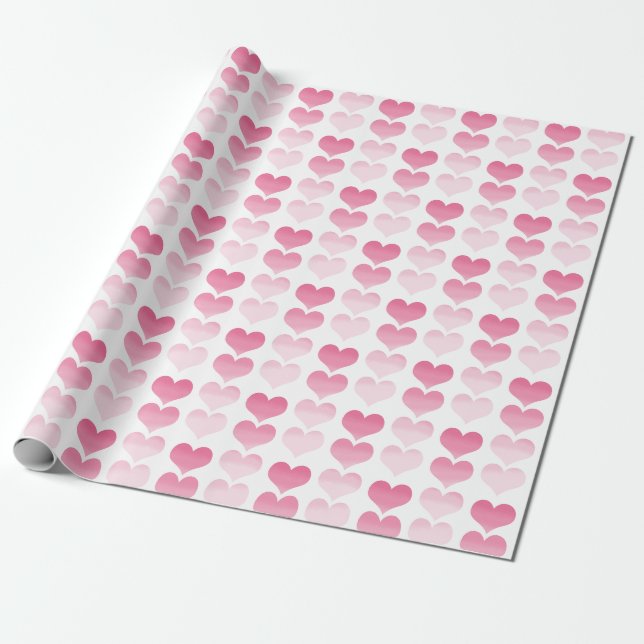 Papel De Presente Corações de Aquarela Rosa (Desenrolado)