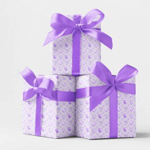 Papel De Presente Corações de Aquarela Roxo Claro