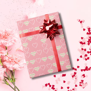 Papel De Presente Corações de Argyle, Namorados Doce, Corados