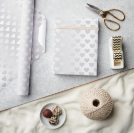 Papel De Presente Corações de Casamento Branco Shimmering