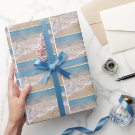 Papel De Presente Corações De Casamento De Praia Em Areia