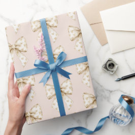 Papel De Presente Corações de Creme Rosado Arcos Aniversário