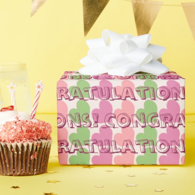 Papel De Presente Corações de Gelo Sherbet Parabéns (Festa de aniversário)