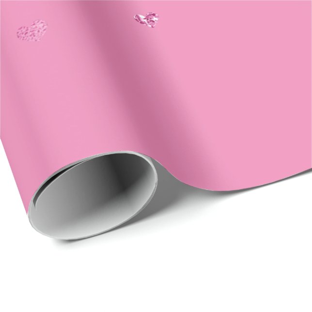 Papel De Presente Corações de Glama Rosa-Rosa Girly (Ponta do rolo)