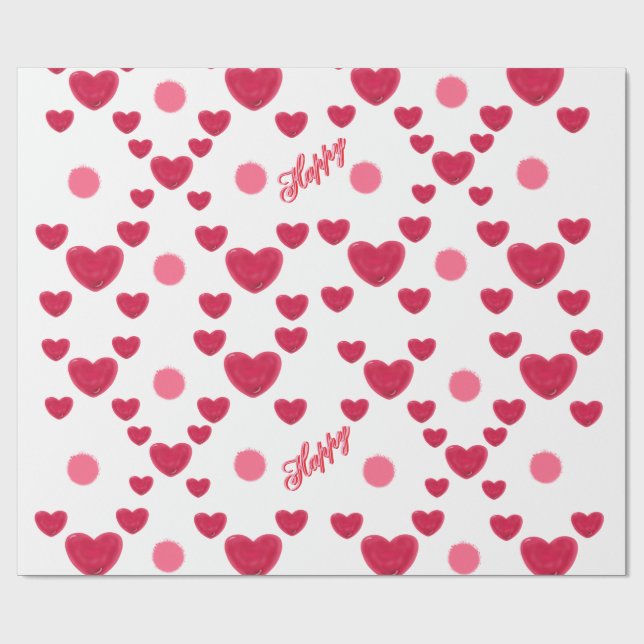 Papel De Presente Corações de Jelly 3D Personalizados & Pontinhos Pa (Aberto)