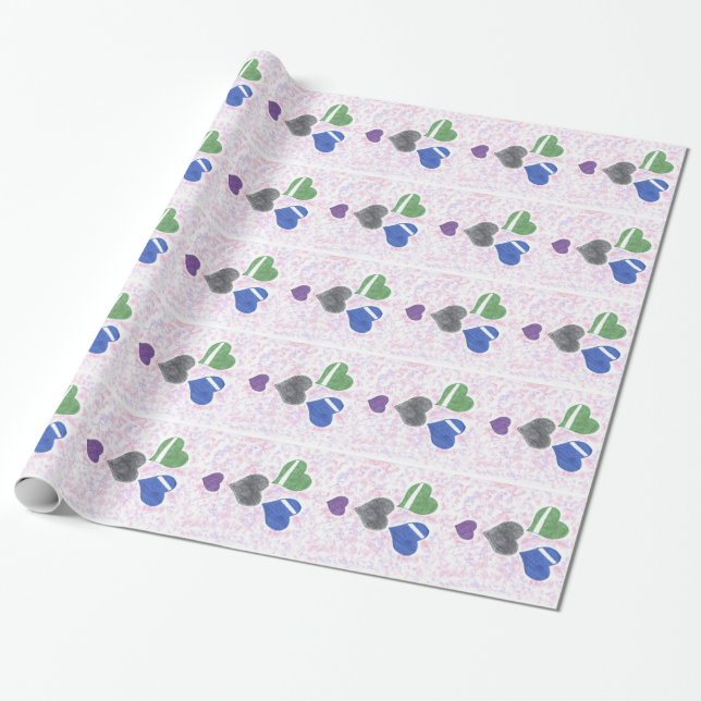 Papel De Presente Corações de Matizes de Amor (Desenrolado)
