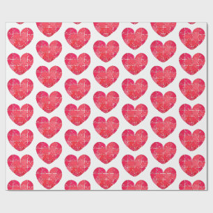 Papel De Presente Corações de puzzle vermelhos, padrão contínuo em a
