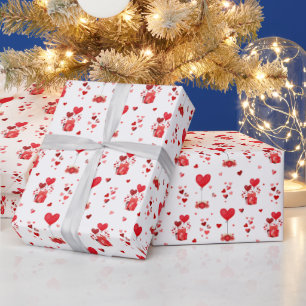 Papel De Presente Corações de São Valentim em Branco
