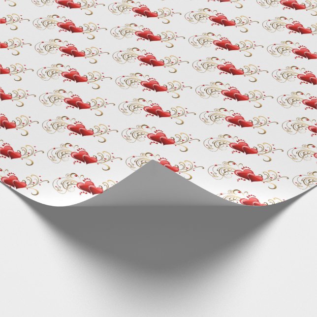 Papel De Presente Corações Decorativos (Ponta)