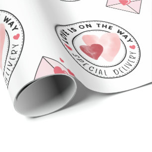 Papel De Presente Corações do Namorados de Aquarela de Entrega Esp